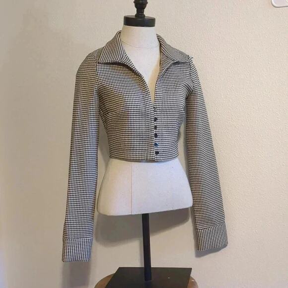 Zara houndstooth cropped jacket size Small - Picture 1 of 5